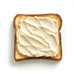 Toast with Philadelphia cream cheese on white background