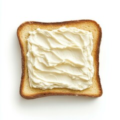 Toast with Philadelphia cream cheese on white background