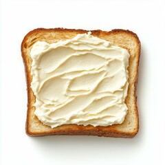 Toast with Philadelphia cream cheese on white background