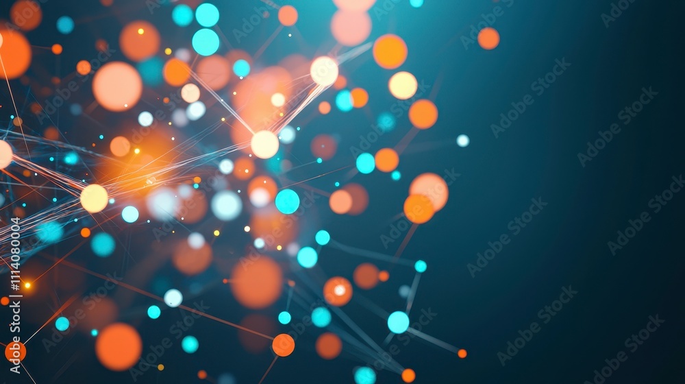 Poster a vibrant abstract design featuring colorful dots and lines against a dark background, symbolizing c