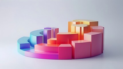 Obraz premium Abstract colorful 3D spiral geometric shapes on white background.