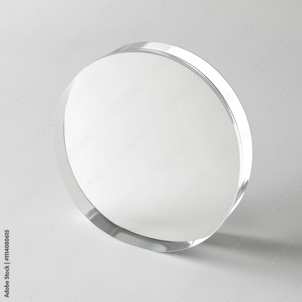 Poster white isolated acrylic block with circular shape.