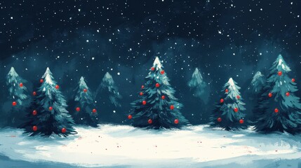 Obraz premium Christmas tree forest trees pine snow.