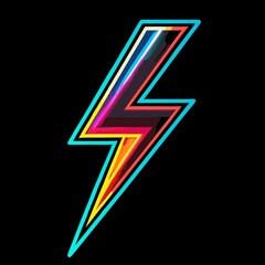 signboard wallpaper object shining lightning on a black background, in neon sparkling multicolored light