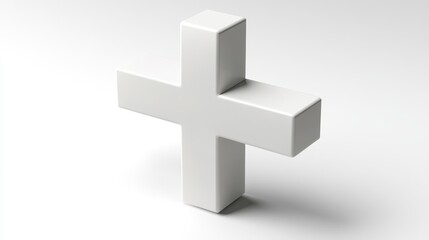 white cross mark 3d render icon isolated on transparent background cutout