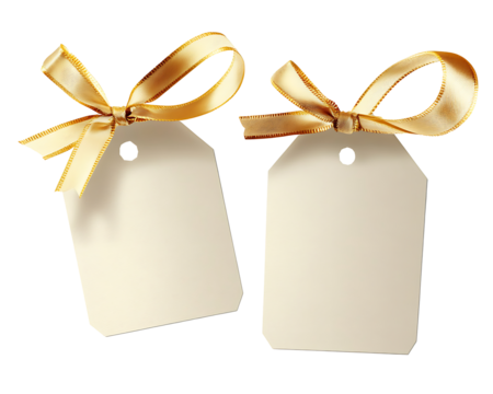 PNG Price tag paper label gift shape with ribbon gold white background celebration
