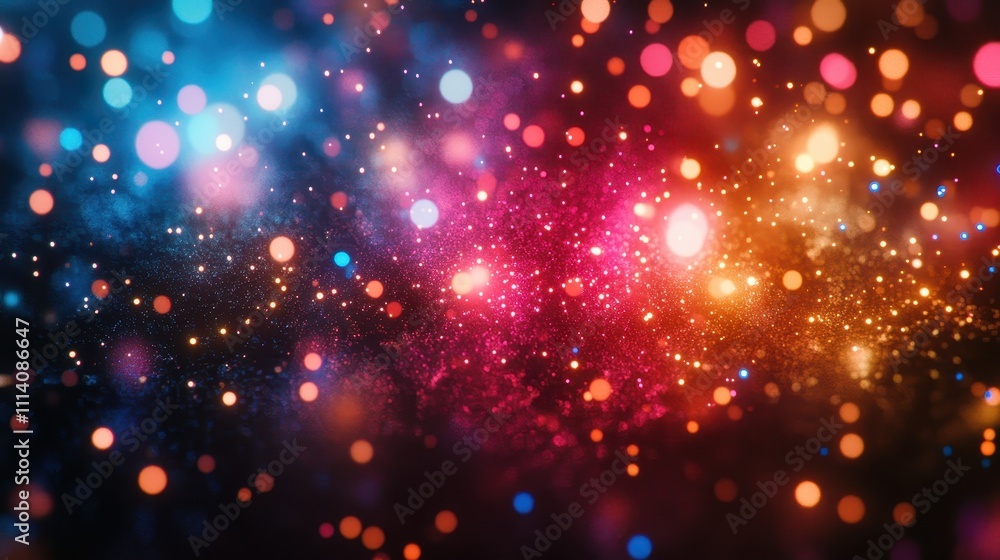 Poster abstract bokeh lights in various colors create a dazzling visual against a dark backdrop