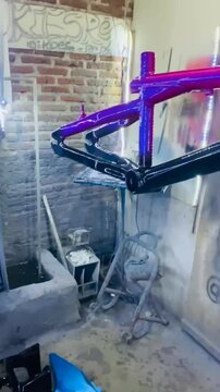 results of repainting the body of a matic motorbike and bicycle frame