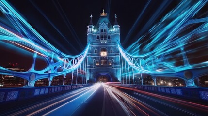 Obraz premium Tower Bridge Illuminated at Night