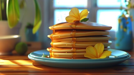A plate of freshly made fast food vegan pancakes
