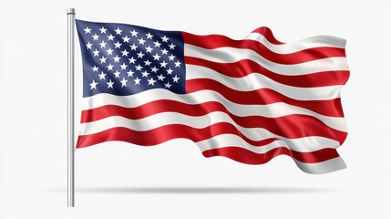 US flag flying on flag pole png USA flag png American flag with pole png US flag png flag of united states of america transparent background