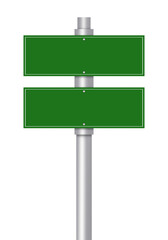 Blank Green Road or Street Sign, Isolated on White. Can be used as a Text Frame.