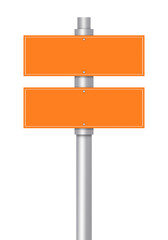 Blank Orange Road or Street Sign, Isolated on White. Can be used as a Text Frame.
