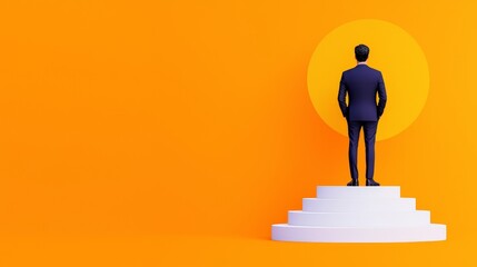 In this image, a businessman climbs stairs made of coins to symbolize economic growth, financial progress, and the significance of economic indicators.