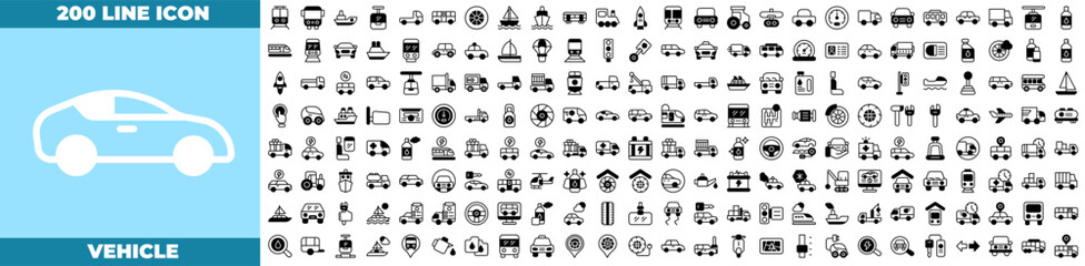 Vehicle Duotone Editable Icons set. © Madani Pro