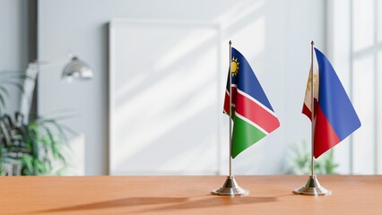 FLAGS OF NAMIBIA AND PHILIPPINES ON TABLE