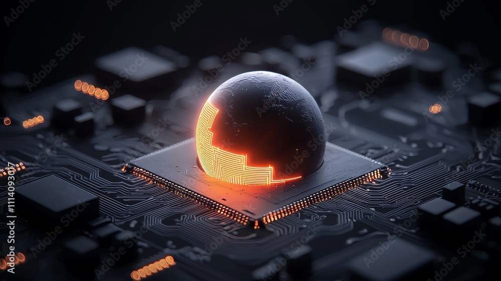 Aufkleber global communication and interconnected networks are symbolized by a glowing globe.