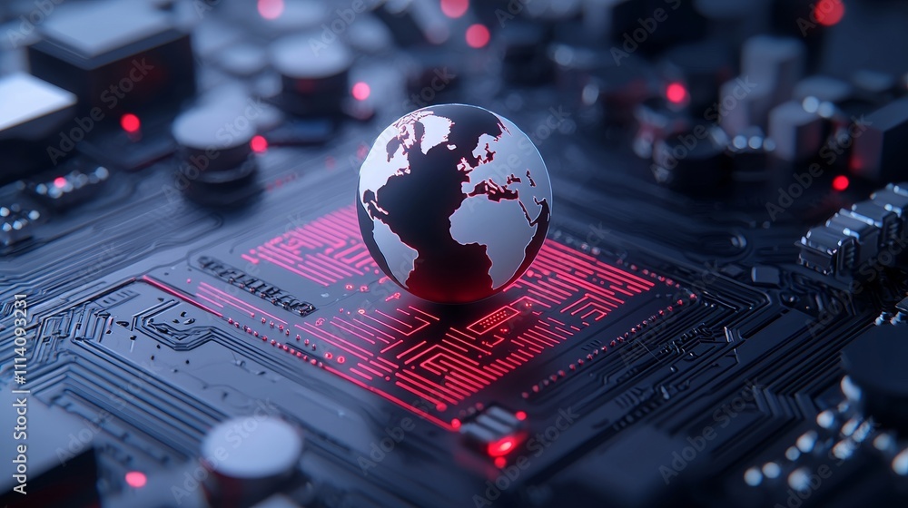 Aufkleber a globe surrounded by interconnected networks, symbolic of global connectivity and data exchange.