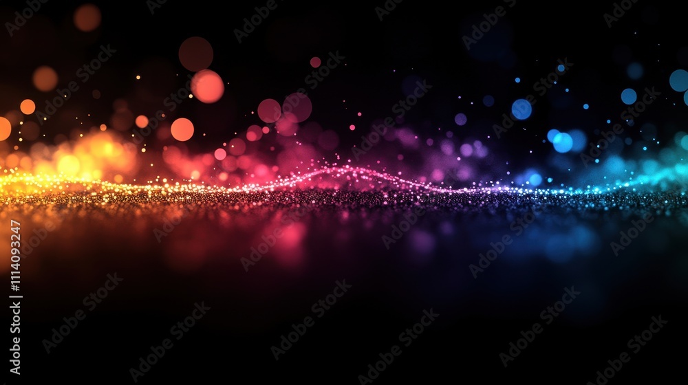 Poster abstract bokeh lights in various colors create a dazzling visual against a dark backdrop
