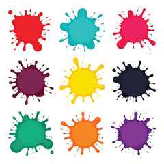 Colored splashes of paint set Vector illustrations of abstract ink drops
