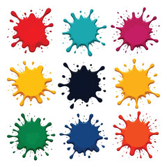 Colored splashes of paint set Vector illustrations of abstract ink drops