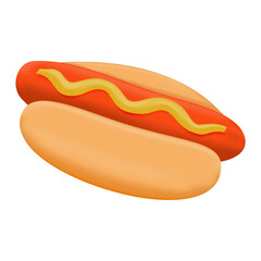 3D Hot dog on white background