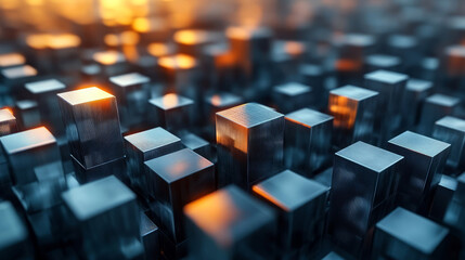 Fototapeta premium Abstract metal texture geometric cube business technology theme background