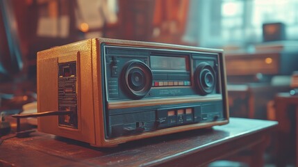 Analog Retro boombox cassette player electronics stereo analog.