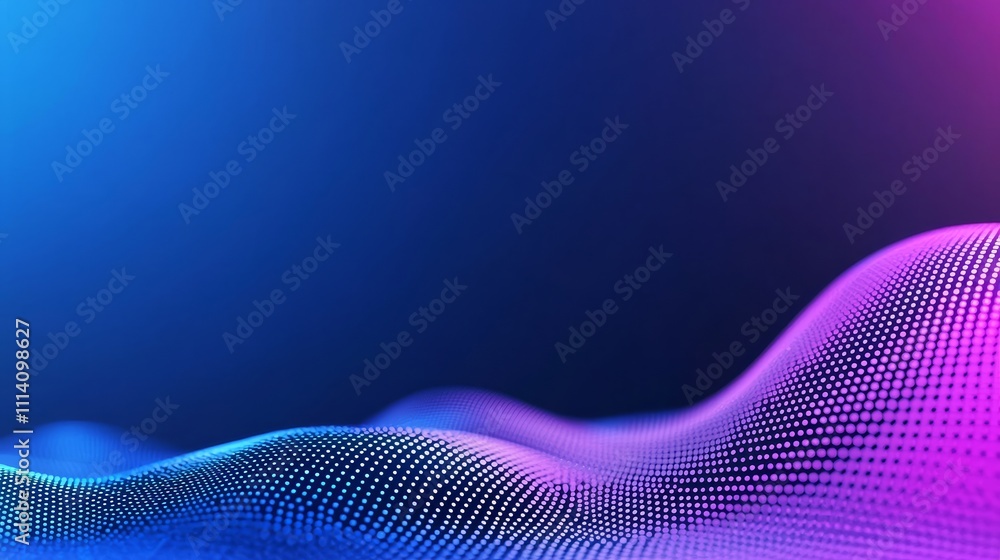 Aufkleber pixelated grid and waves of neon lights symbolizing data flow and futuristic technology on a digital