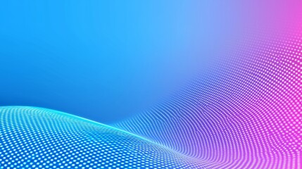 Neon waves and pixelated grids symbolize futuristic technology and data flow in a digital landscape.