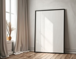 Fototapeta premium Realistic ISO A Wall Poster Mockup in a Chic and Modern Living Room Scene