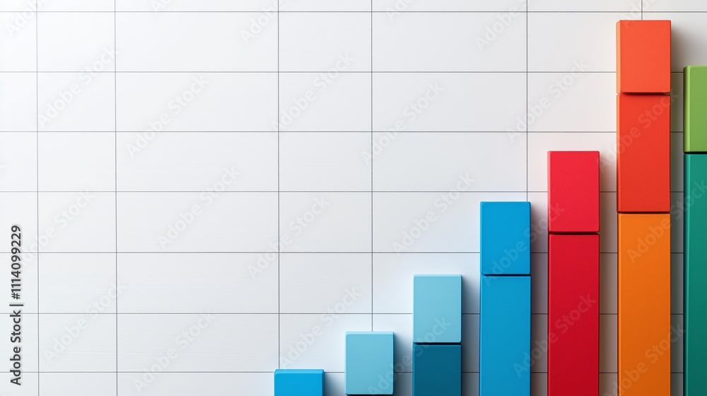 Poster colorful bar graph showing data increase over time