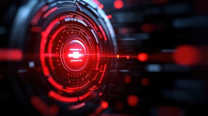 Futuristic red digital interface with glowing elements