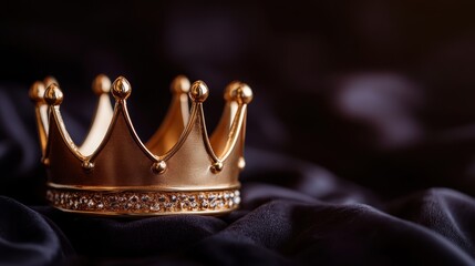 Elegant gold crown resting on luxurious fabric