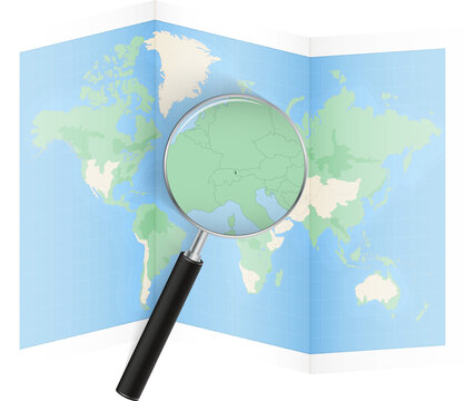 Magnified View of Liechtenstein on World Map