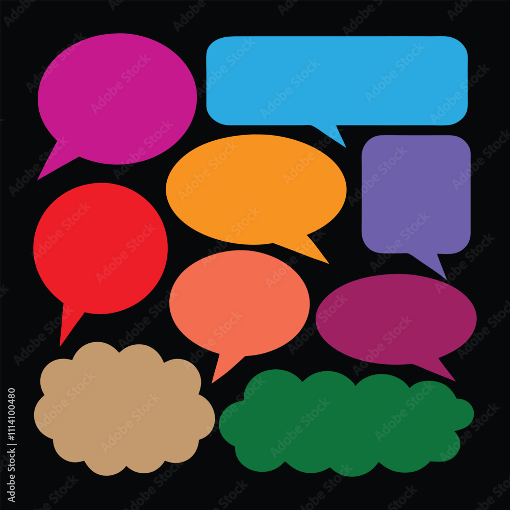 Poster modern playful speech bubbles with flat color layer transitions.