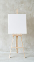 Minimalist front view of blank canvas on easel