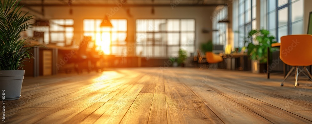 Poster blurred empty open space office. abstract light bokeh at office interior background for design.