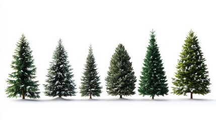 Obraz premium collection of christmas trees isolated with white background