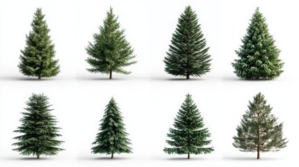 Obraz premium collection of christmas trees isolated with white background