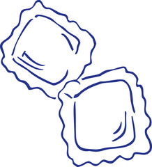Ravioli line art hand drawn illustration