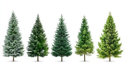 Obraz premium collection of christmas trees isolated with white background