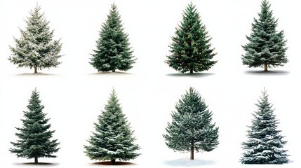 Obraz premium collection of christmas trees isolated with white background