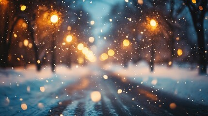 Fototapeta premium Illumination and snow blurred background