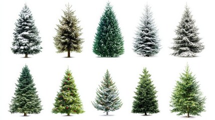 Fototapeta premium collection of christmas trees isolated with white background