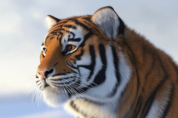 Obraz premium Studio photo of a tiger isolated against a white background. Wildlife and conservation concept, space for copy.