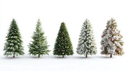 Obraz premium collection of christmas trees isolated with white background
