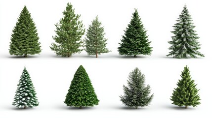 Obraz premium collection of christmas trees isolated with white background