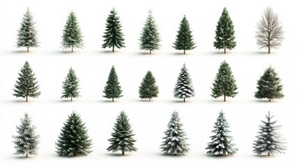 Obraz premium collection of christmas trees isolated with white background