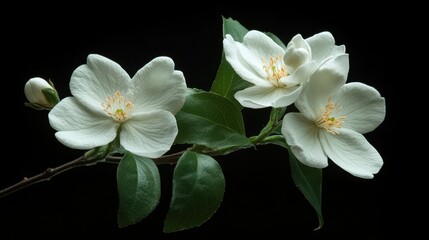 Fototapeta premium White jasmine flower blossom plant.